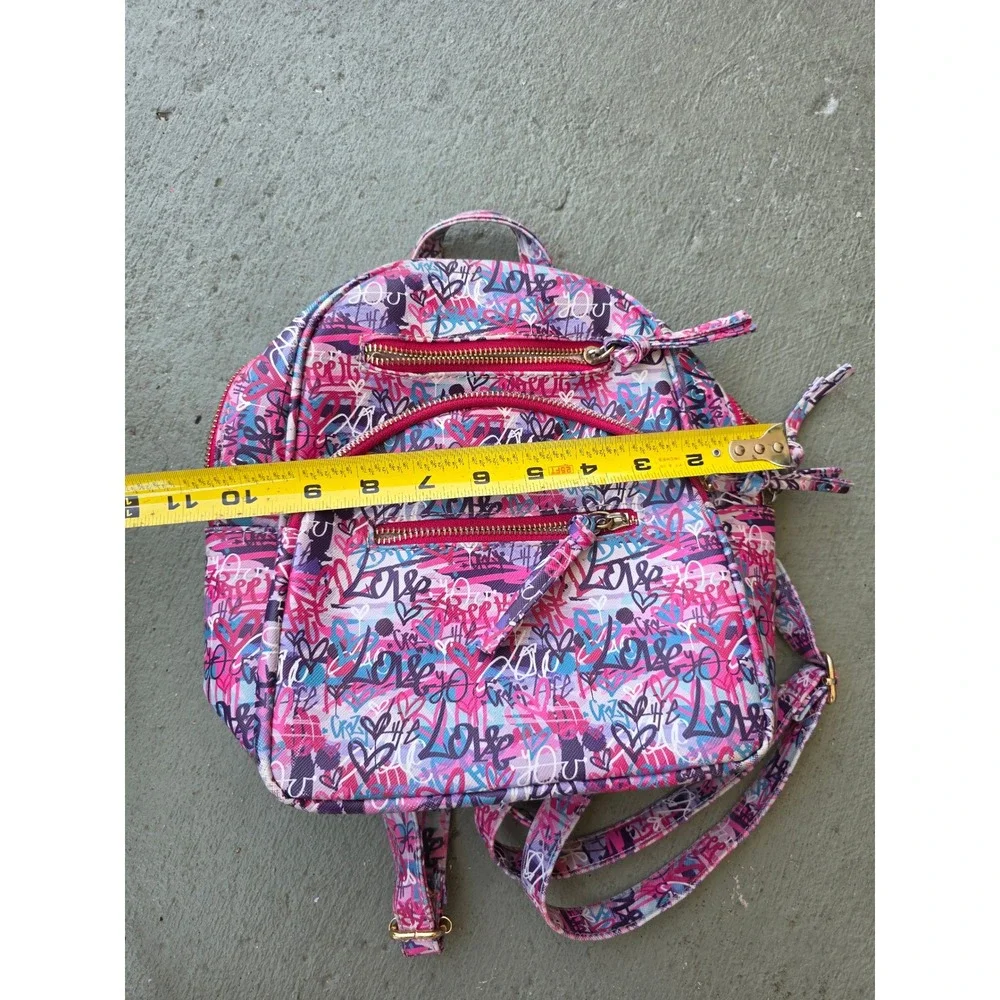Under One Sky Graffiti Love Mini Backpack Pink Purple Street Art Heart Bag‎ D1